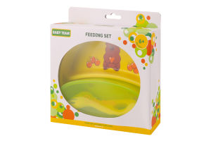 Набір д/годування Тарілка секційна+Ложка+Виделка+Контейнер з кришкою 6020 Бебі Тім