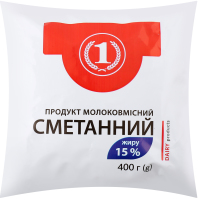 Продукт молоковмісний сметанний 15% 400г п/е ТМ "1"