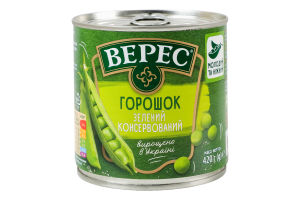 Горошек зеленый мозговых сортов консервированный стерилизованный Верес в/с ж/б 420г