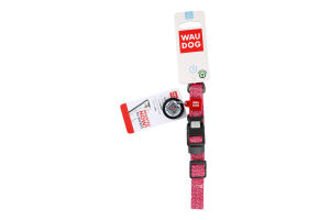 Нашийник з QR паспортом рожевий відновлена бавовна пластикова пряжка 15мм L25-35см 02867 ВауДог Ре-коттон