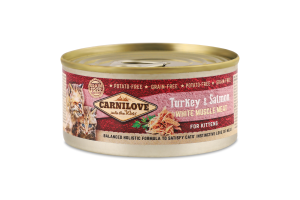Корм д/кошенят з індичкою та лососем 100г ж/б Карнілав