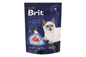 Корм сухий для дорослих стерилізованих котів Lamb Premium by Nature Brit д/п 300г