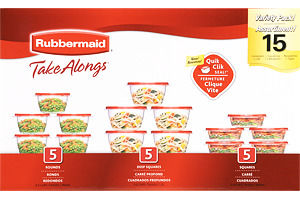 Rubbermaid Take Alongs 15 Assorted Containers and Lids- 15 PK