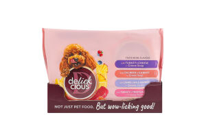 Корм консервированный полнорационный для взрослых собак Ассорти №1 Delickcious м/у 330г