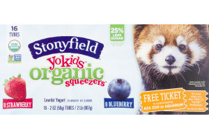 Stonyfield Organic YoKids Squeezers Lowfat Yogurt Variety Pack - 16 CT