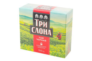 Чай чорний байховий листовий Три слона к/у 100г