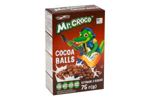 Сніданки сухі глазуровані цукровою глазур'ю Кульки з какао Mr. Croco к/у 75г