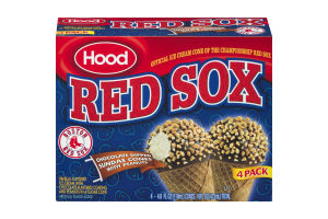 Hood Red Sox Ice Cream Cone Chocolate Dipped With Peanuts - 4 PK