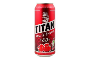 Пиво специальное 0.5л 8% пастеризованное Вишня Крепкое Titan ж/б