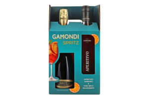 Набор Напиток на основе вина 1л 13.5% Aperitivo + Вино игристое 0.75л 12% белое Brut Mill Toso Spritz Gamondi к/у 1шт