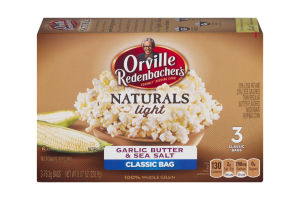 Orville Redenbacher's Naturals Light Gourmet Popping Corn Garlic Butter & Sea Salt Classic Bag - 3 CT