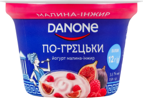 Йогурт 3.5% з наповнювачем Малина-інжир По-грецьки Danone ст 150г