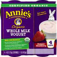 Annie's Homegrown Organic Whole Milk Yogurt Summer Strawberry - 4 CT