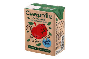 Сік відновлений освітлений та пастеризований яблучний Смартік т/п 200мл