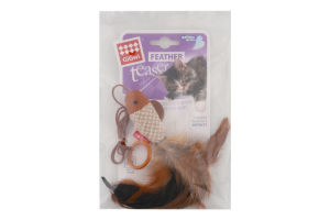 Іграшка д/котів Дражнилка Teaser Рибка на палець з кільцем текстиль перо 7см GiGwi