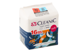 Прокладки гігієнічні Cleanic Soft Duo pack нічні