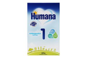 Суміш молочна для дітей 0-6міс суха з пребіотиками галактоолігосахаридами №1 Humana к/у 600г