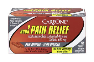CareOne 8 Hour Pain Relief Extended-Release Tablets Pain Reliever-Fever Reducer - 100 CT