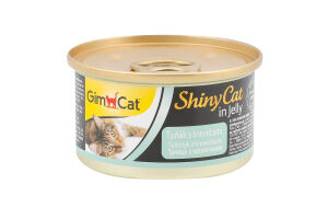 Корм консервований для котів усіх порід Тунець з креветками Shiny Cat GimCat з/б 70г