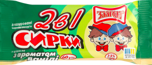 Сирки глазуровані 23% з цукром та ароматом ванілі 2в1 Злагода м/у 2х30г