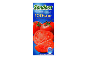 Сок восстановленный стерилизованный с солью томатный Sandora т/п 200мл