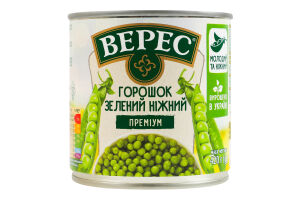 Горошок зелений мозкових сортів консервований стерилізований Ніжний Преміум Верес в/с з/б 420г