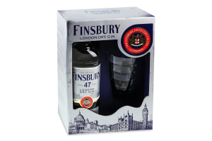 Набір Джин 0.7л 47% Platinum London Dry + 1 склянка Finsbury к/у