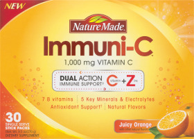 Nature Made Immuni-C 1,000 Mg Vitamin C Single Serve Stick Packs Juicy Orange - 30 CT