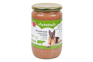Корм консервированный мясной для собак С говядиной и сердцем Классическая серия Леопольд с/б 670г
