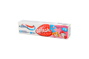 Паста зубная для детей 3-8лет с фтором клубничный вкус Splash Aquafresh 50мл