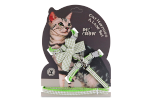 Набір д/котів повідець 120х1см +шлейка з бант мікс