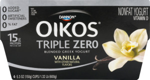 Dannon Oikos Triple Zero Blended Greek Yogurt Vanilla - 4 PK