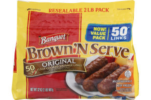 Banquet Brown 'N Serve Original Fully Cooked Sausage Links - 50 CT
