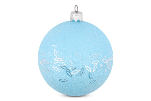 Куля новорічна синя пластик пастель/рис 8см КМ
