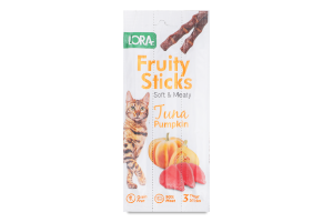 Ласощі д/дорослих котів Fruity Sticks з тунцем та гарбузом 3*5г Lora