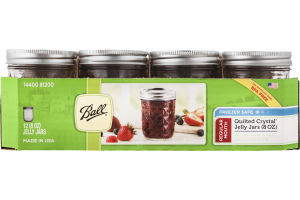 Ball Freezer Safe Quilted Crystal Jelly Jars Regular Mouth 8 OZ - 12 CT