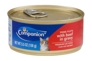 Companion Premium Cat Food Prime Filets with Beef in Gravy 5.5 OZ