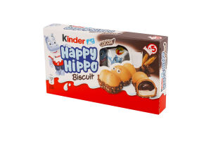Вафля хрустка з молочною та какао начинкою Happy hippo Biscuit Kinder к/у 5х20.7г