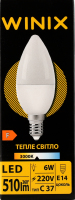 Лампа теплый свет C37 6W E14 3000K LED Winix 1шт