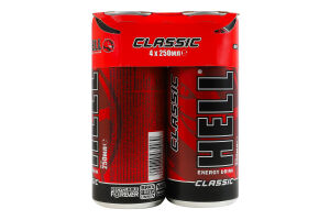 Напій енергетичний безалкогольний газований кофеїновмісний зі смаком тутті-фрутті Classic Hell к/у 4х250мл