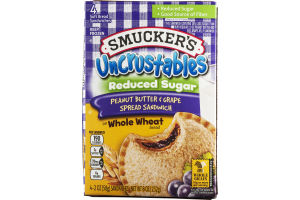 Smucker's Reduced Sugar Uncrustables Spread Sandwiches Peanut Butter & Grape - 4 CT