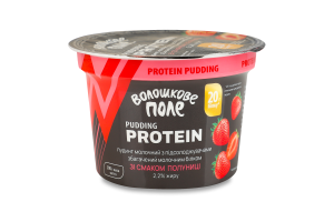 Пудинг 2.2% молочный с подсластителем обогащенный белком со вкусом клубники Protein Волошковое поле ст 200г
