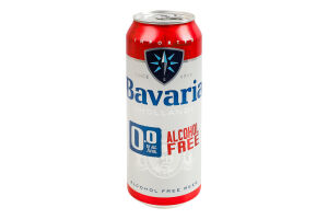 Пиво 0.5л 0% безалкогольное светлое фильтрованное пастеризованное Bavaria ж/б