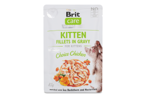 Корм д/кошенят з філе курки в соусі 85г пауч Бріт Кеа