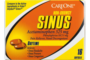 CareOne Non-Drowsy Sinus Daytime Softgels - 16 CT