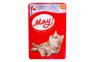 Корм консервированный полнорационный для взрослых котов С индейкой в нежном соусе Мяу! д/п 85г