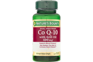 Nature's Bounty Dual Spectrum Co Q-10 with Krill Oil 600mg Softgels - 30 CT
