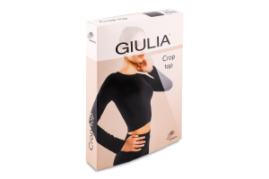 Футболка жіноча укорочена з круглим вирізом і довгими рукавами Giulia L/XL nero