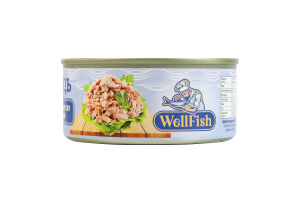 Тунець салатний у власному соку стерилізований WellFish з/б 160г