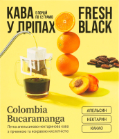 Кофе натуральный жареный молотый в дрипах Colombia bucaramanga Fresh Black в/с к/у 5х12г